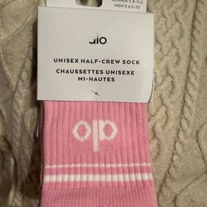 Alo Pink Unisex Half-Crew Socks